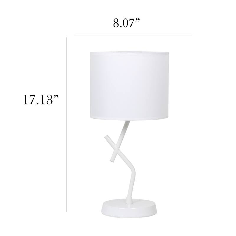 Modern Geometric Metal Table Lamp with Fabric Drum Shade for Bedroom Living Room Office Decor - 8.07” x 8.07” x 17.13”