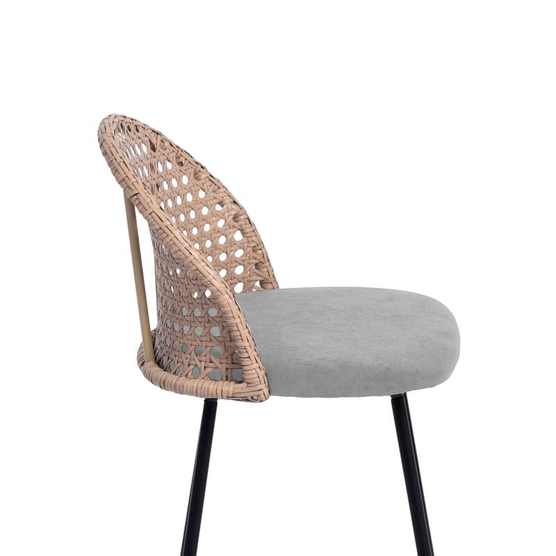 29" Upholstered Swivel Bar Stools with Rattan Back