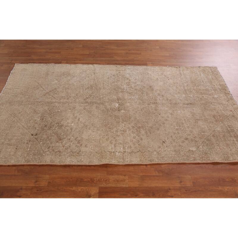 Hand Knotted Oriental 100% Wool Carpet Traditional Medallion Beige & Ivories Tabriz Area Rug - 7' 5'' X 4' 1''