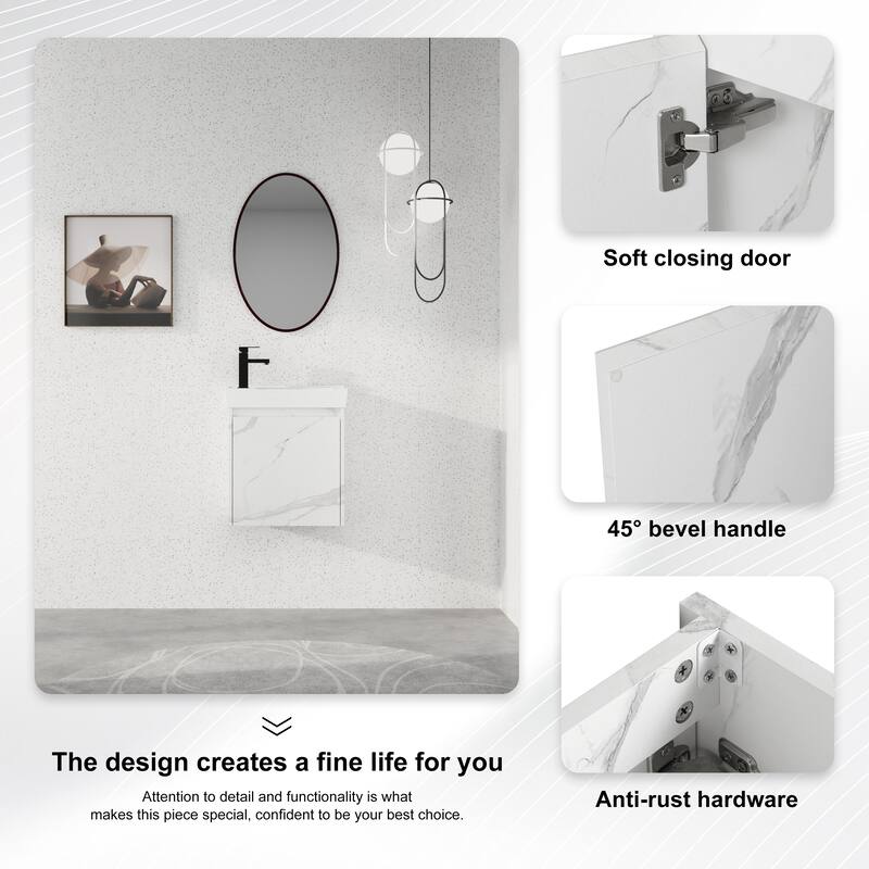 Beingnext 16''/20''/24"/30"/36" Bathroom Vanity with Sink, Floating Bathroom Vanity with Soft Close Door