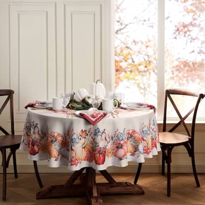 Botanical Harvest Pumpkin Engineered Tablecloth