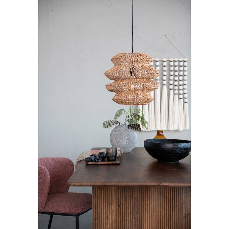 Woven Rattan Sculptural Pendant Light - 15.8"L x 15.8"W x 15.8"H