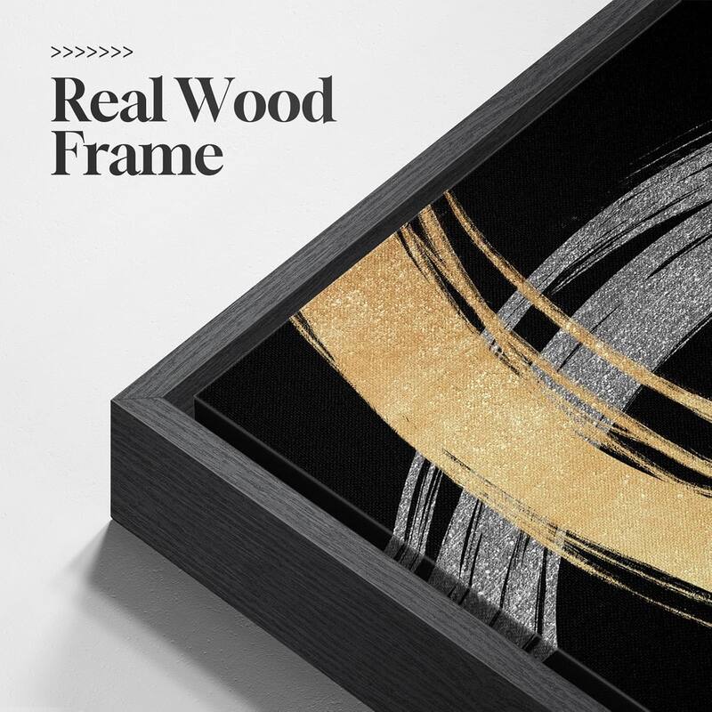 Framed Black and Gold Abstract Canvas Wall Art