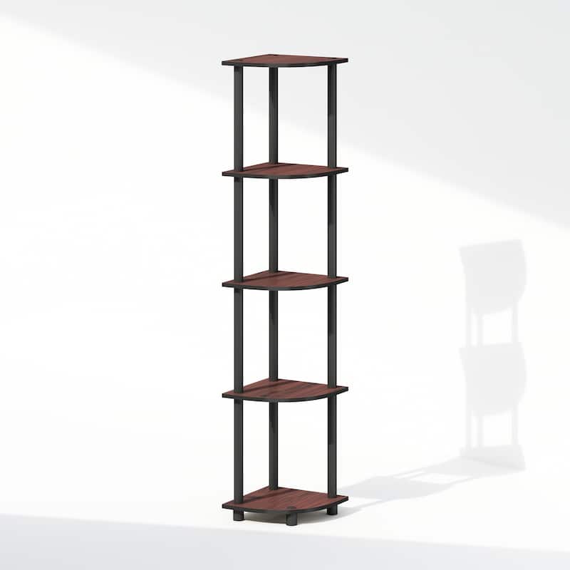 5 Tiers Wood Household Shelving Unit in Dark Cherry/Black (11.6 in. W x 57.7 in. H x 11.6 in. D)
