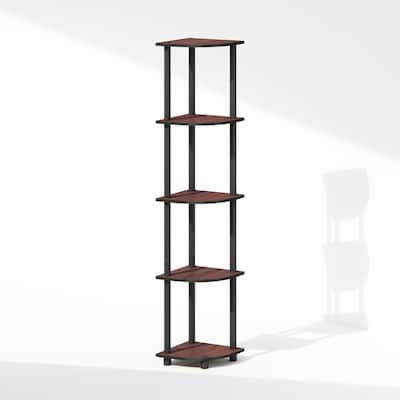 5 Tiers Wood Household Shelving Unit in Dark Cherry/Black (11.6 in. W x 57.7 in. H x 11.6 in. D)