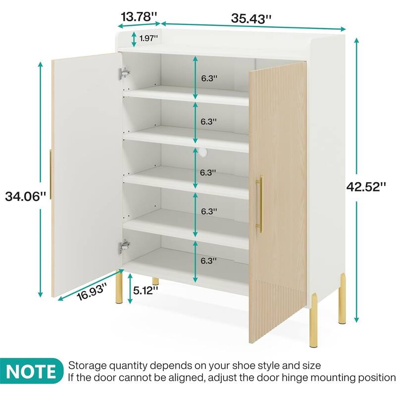 6-Tier Shoe Cabinet in White & Gold