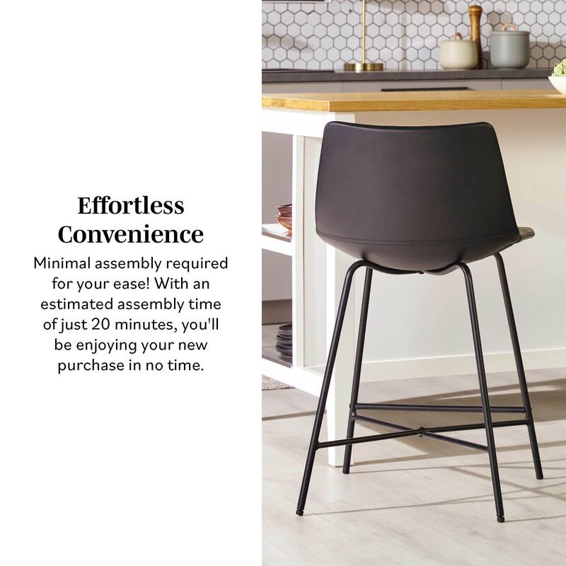 Middlebrook Designs Modern Faux Leather Counter Stool (Set of 2)