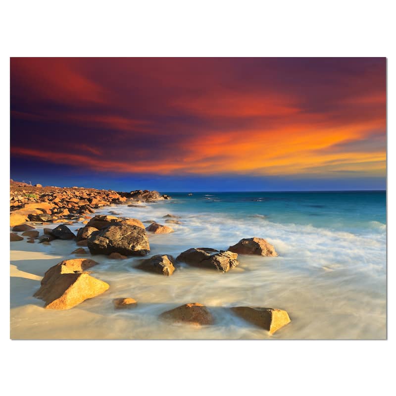 Beach with Stones on Foreground - Extra Large Seascape Art Canvas