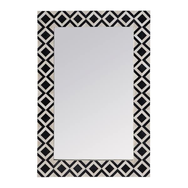 slide 2 of 5, Verona 24 in. W x 36" H Rectangular Bone-Inlay Wall Mirror Black Bone