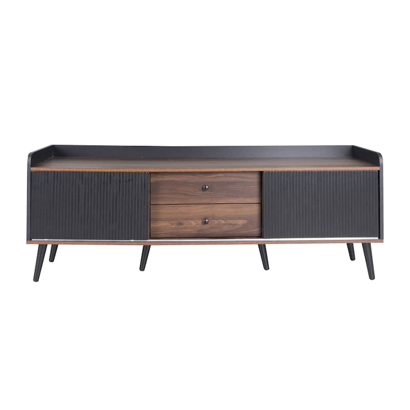 63" Storage TV Stand with with 2 Drawers and 2 Push-Pull Storage Cabinets, Entertainment Center for TVs up to 70"