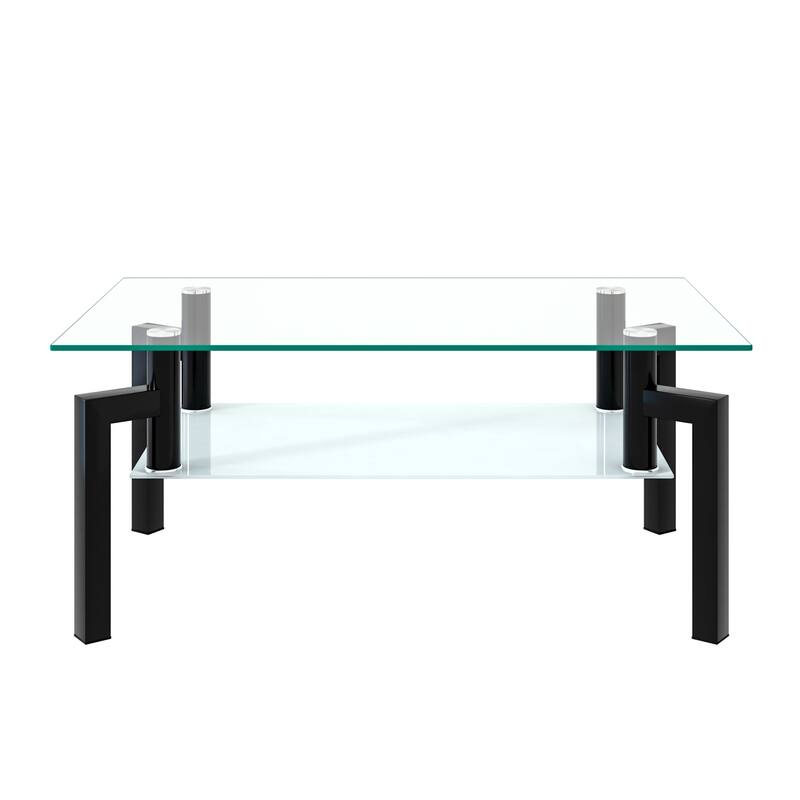 Rectangle Glass Clear Coffee Table Side Table