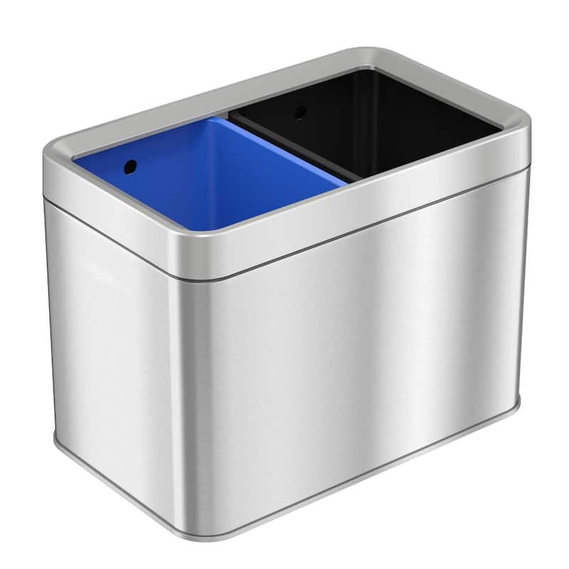 iTouchless 5.3 Gal Dual Compartment Stainless Steel Open Top Combo Bin
