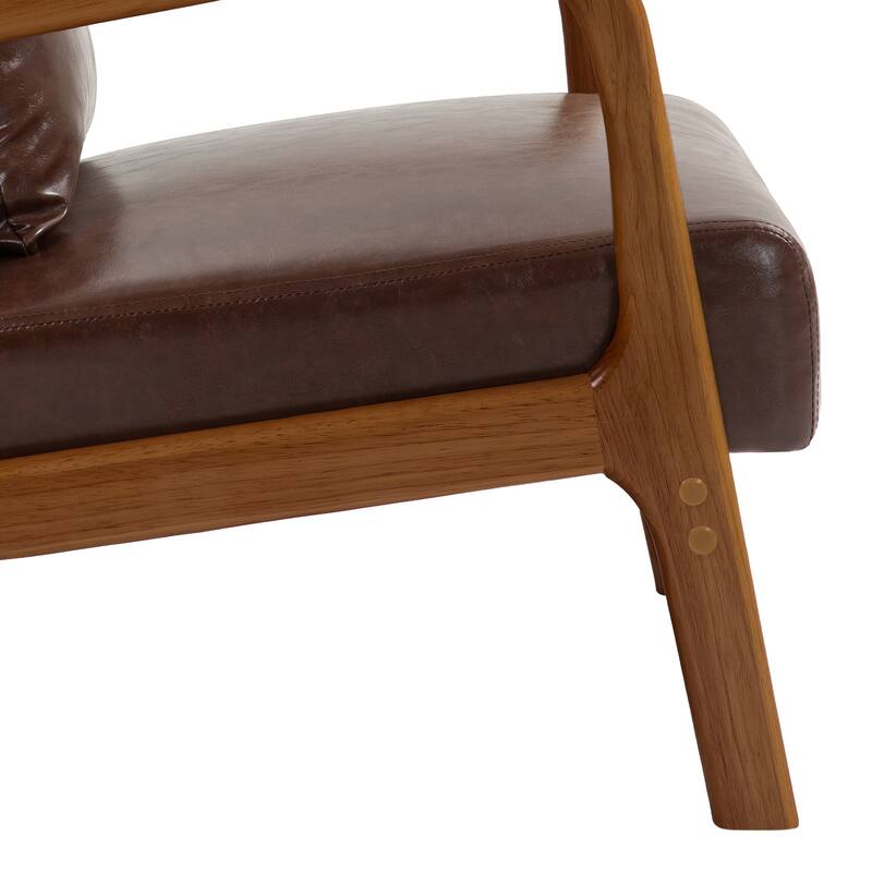 Mid-Century Modern Upholstered Accent Chair with Wood Frame