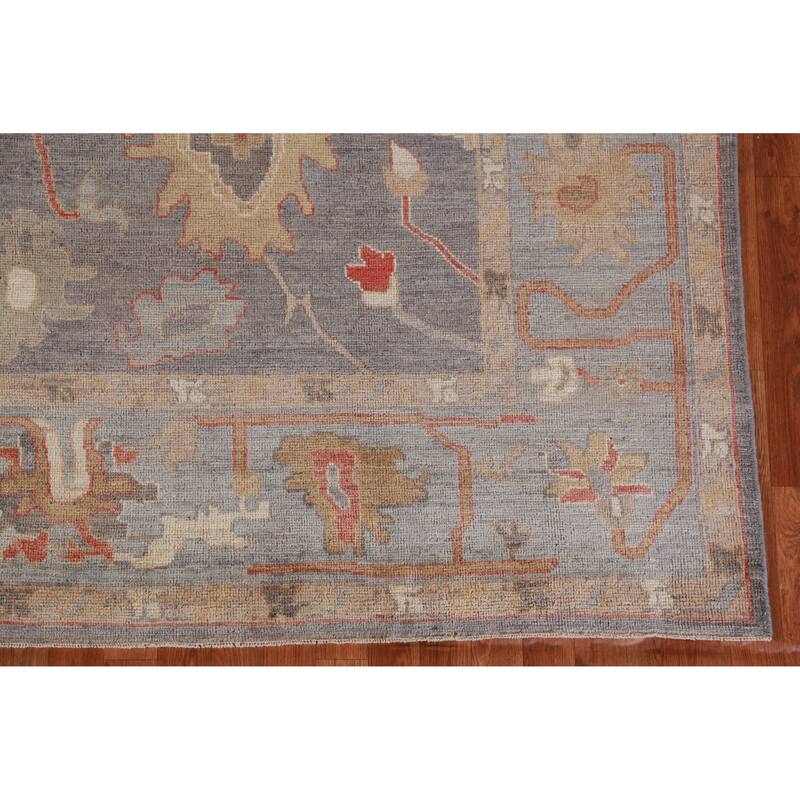 Hand Knotted Oriental 100% Wool Carpet Transitional All-Over Greys & Charcoal Oushak Area Rug - 9' 9'' X 8' 0''