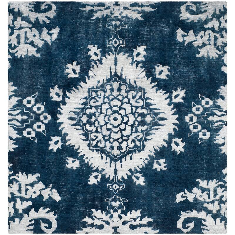 SAFAVIEH Hand-knotted Stone Wash Theddy Modern Wool Rug - 6' Square - Indigo
