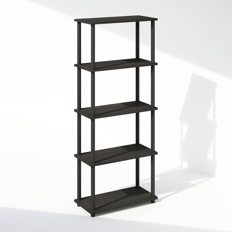 57.4 in. Tall Espresso/Black Wood 4-Shelf Bookcase