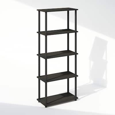 57.4 in. Tall Espresso/Black Wood 4-Shelf Bookcase