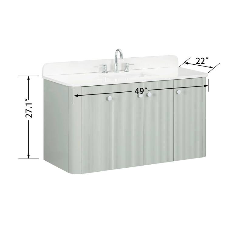 Haley Bathroom Vanity in Soft Sage with White Engineered Stone Top