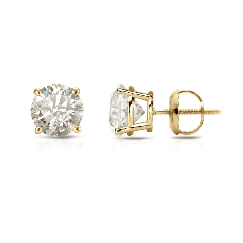 Auriya 18k Gold 3/4ct TW Clarity-enhanced Diamond Stud Earrings (J-K, I2-I3) - Yellow