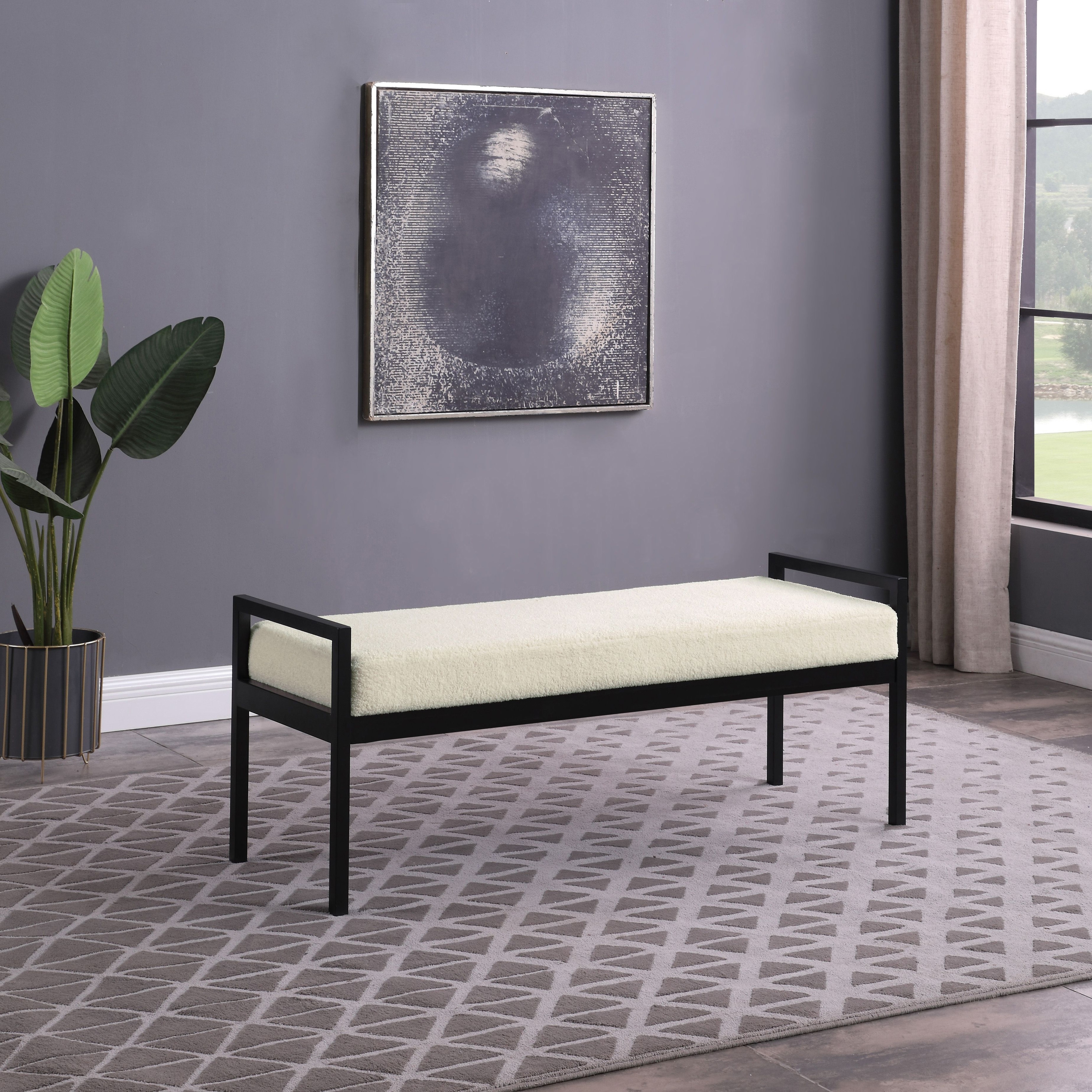 HomePop Modern Metal Bench