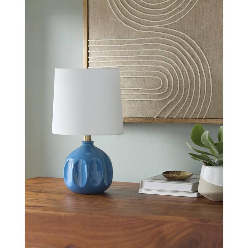 Livabliss Bellune Global Accent Table Lamp - 15"H x 10"W x 10"D - Blue