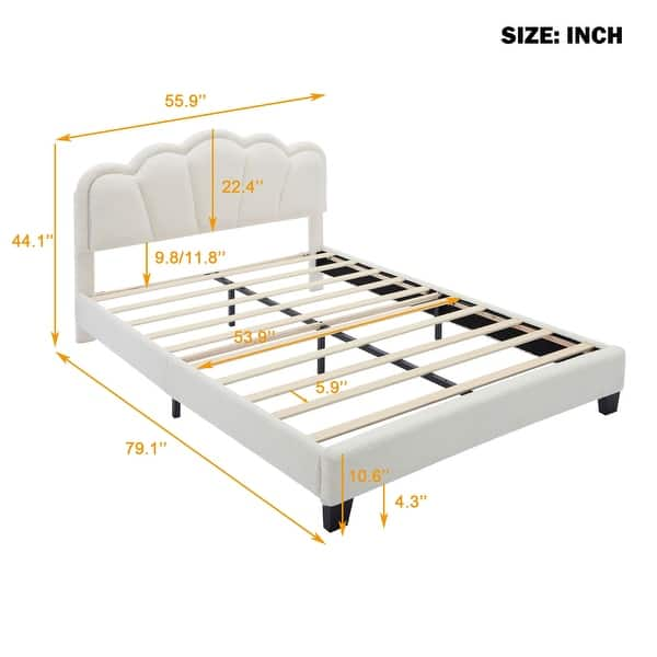 dimension image slide 3 of 4, Upholstered bed with LED lights