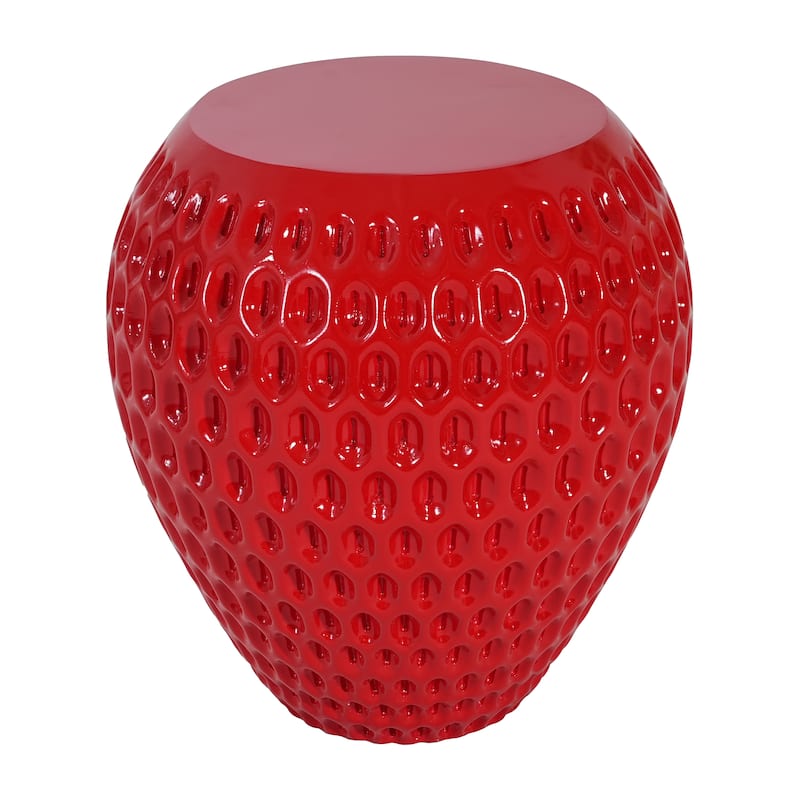 Christopher Knight Home - 18.00'' Contemporary Concrete Accent Side Table with Strawberry Hexagonal Seed-Texture Surface - Red