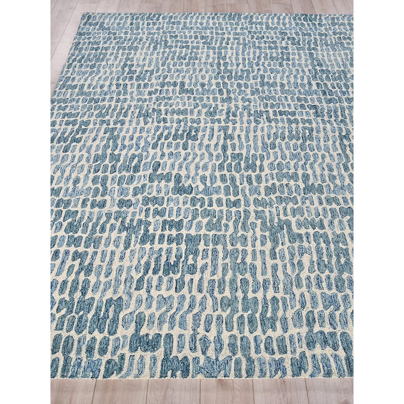EXQUISITE RUGS Ink Blot Hand-tufted New Zealand Wool Navy Area Rug.