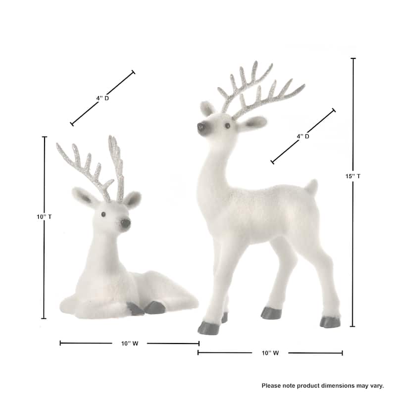 10-15" Frosty Standing & Laying Deer Set of 2