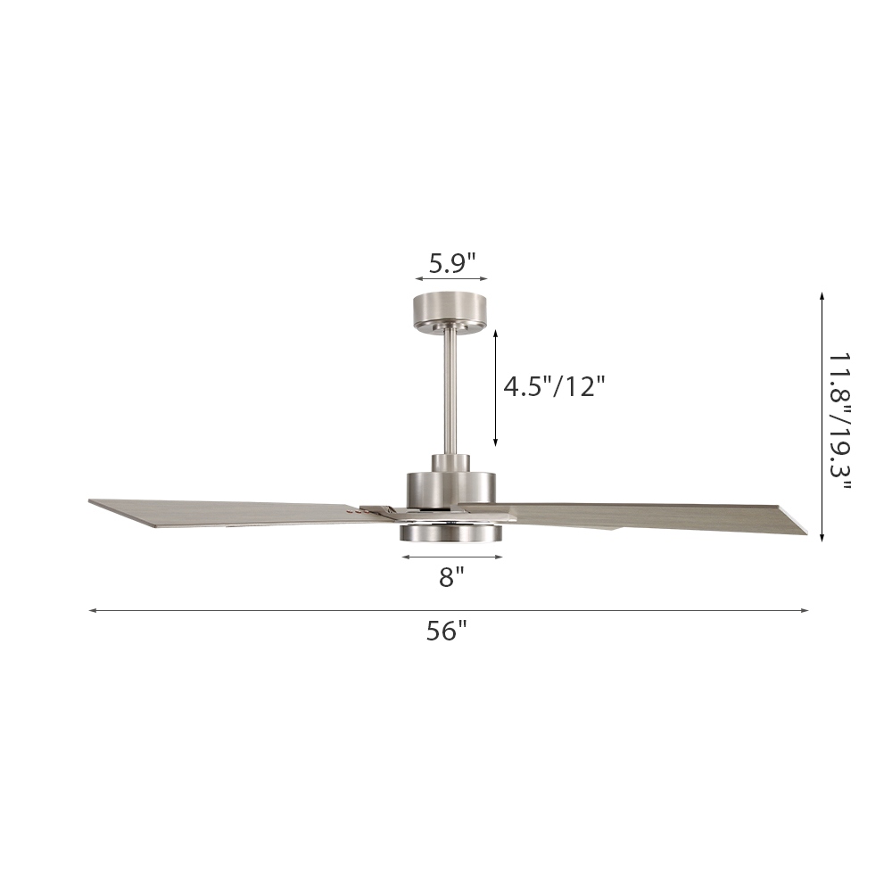 MLiAN 56 In./ 72 In. 4 Plywood Blades Indoor LED Light Ceiling Fan with Remote...