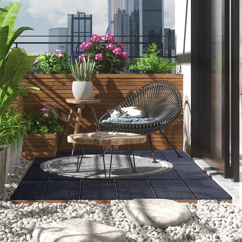 12"x12" Patio Square Composite Interlocking Decking Tiles (Pack of 27)