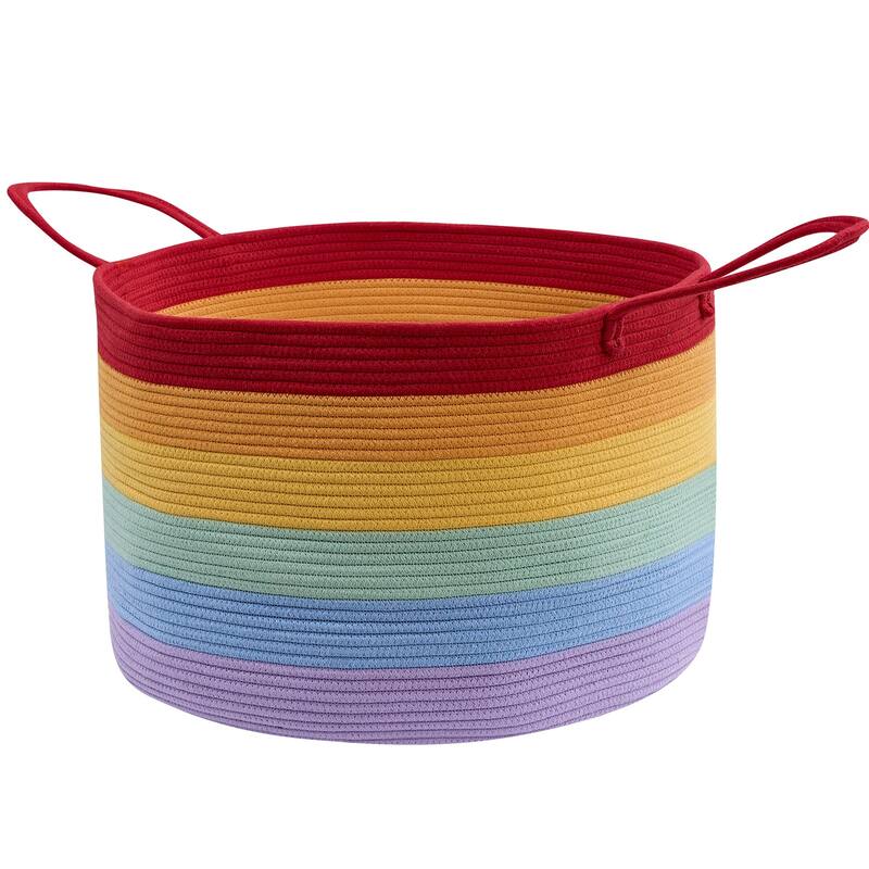 Javlergo Large Cotton Rope Basket with Handles Woven Baskets for Storage - 20.1" x 12.6" x 20.1" - 20" wide