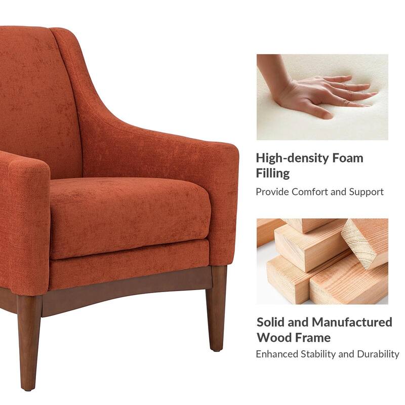 Francis Mid-century Modern Upholstered Armchair with Sloped Arms and Solid Wood Legs Set of 2 by HULALA HOME
