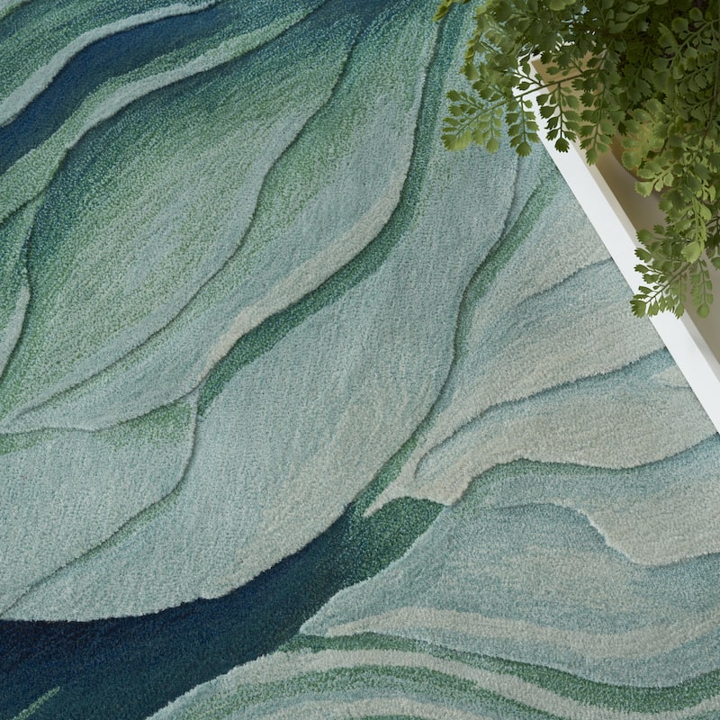 Nourison Prismatic Silver Green Modern Luxe Hand-Tufted Indoor Rug