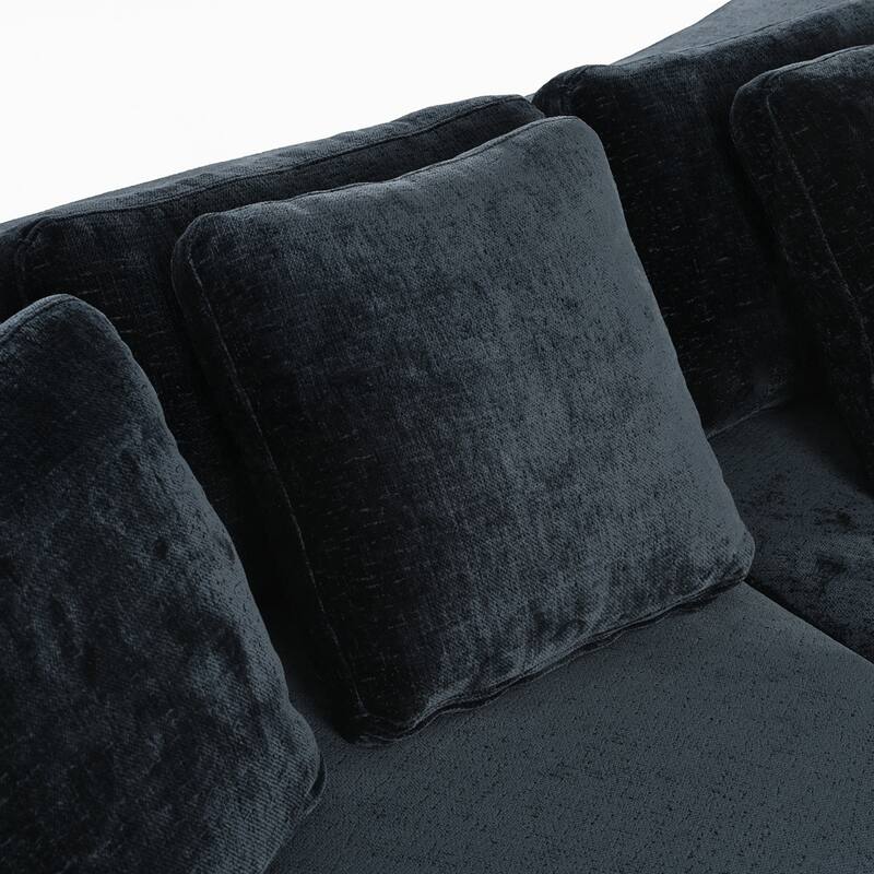Upholstered Couches Chenille Jacquard Curved Couch, No Assembly Required