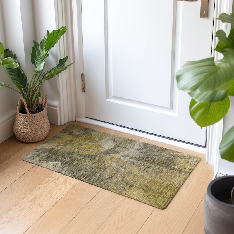 Machine Washable Indoor/ Outdoor Chantille Contemporary Splash Rug - Taupe - 1'8" x 2'6"