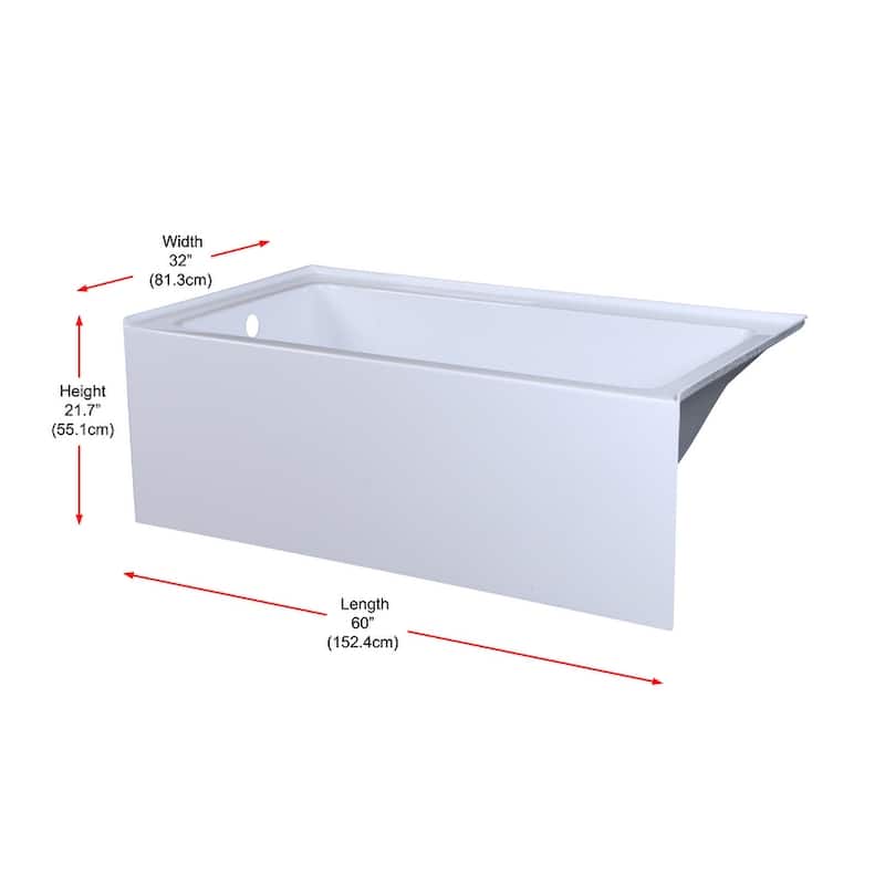 Indigo Home Alcove Soaking Bathtub 32x60 inch Left Drain in Glossy White