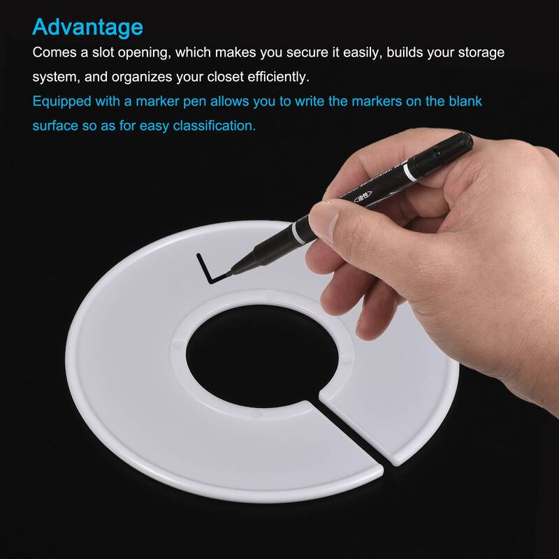 20 Pcs Clothes Dividers Blank Wardrobe Size Separator with Marker Pen - White