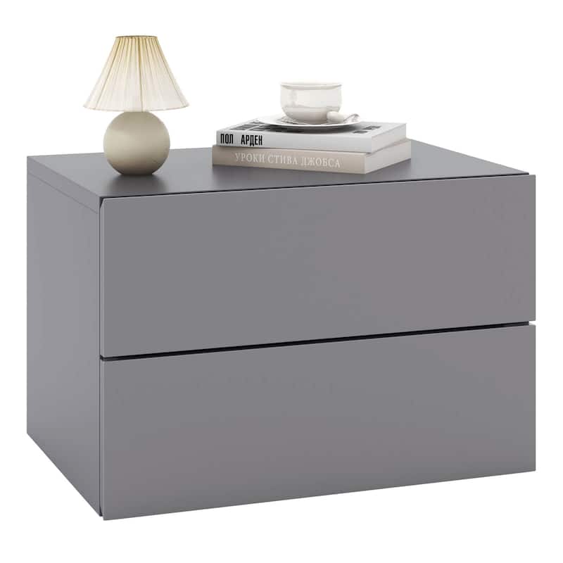 Costway 1/2 PCS Floating Nightstand with Drawer Storage Modern - 2-drawer