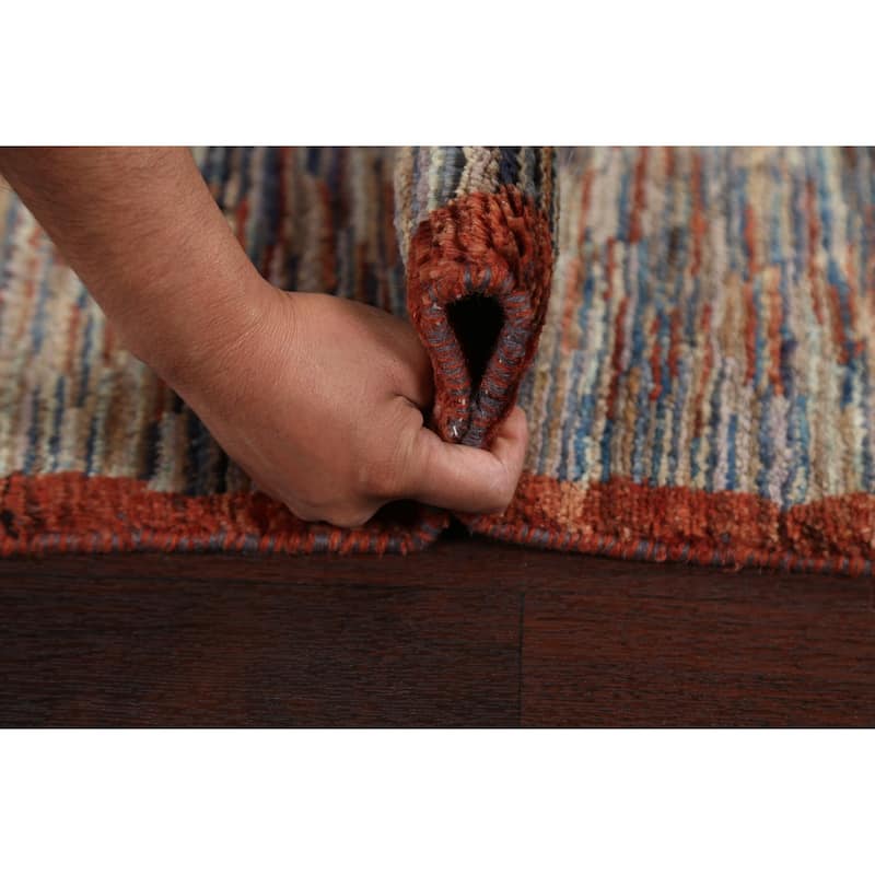 Modern Striped Gabbeh Kashkoli Oriental Area Rug Handmade Wool Carpet - 2'1" x 3'0"