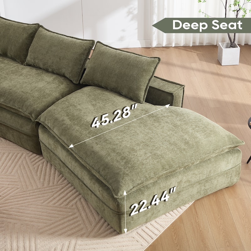 Modern Modular Sectional Sofa, Upholstered Cloud Couch with Deep Seats