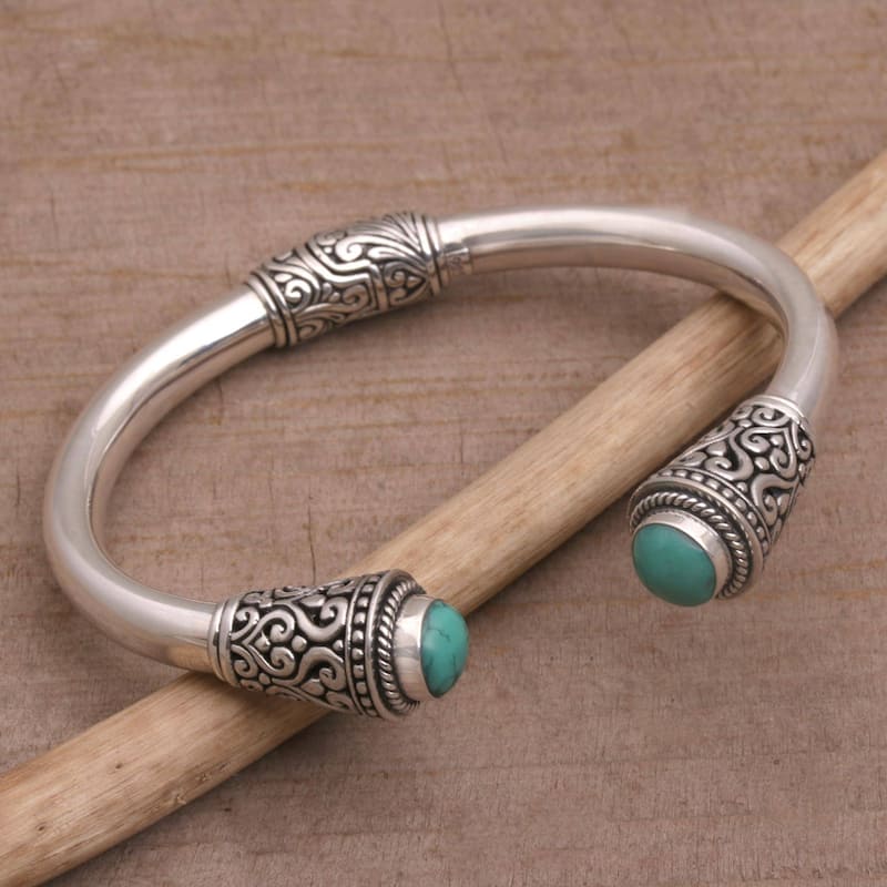 NOVICA Petal Temple, Turquoise cuff bracelet