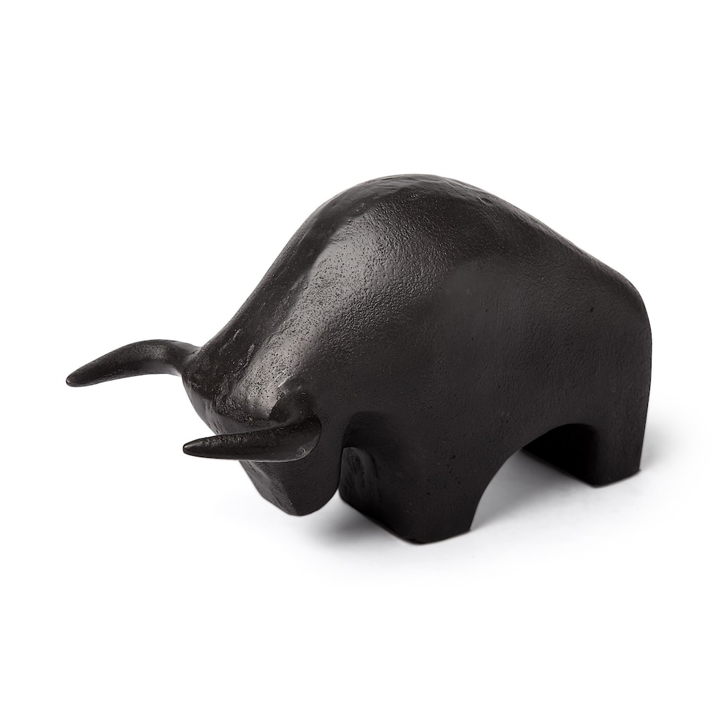 Black Cast Aluminum Raging Bull Décor Piece - 4" W x 9" D x 5" H