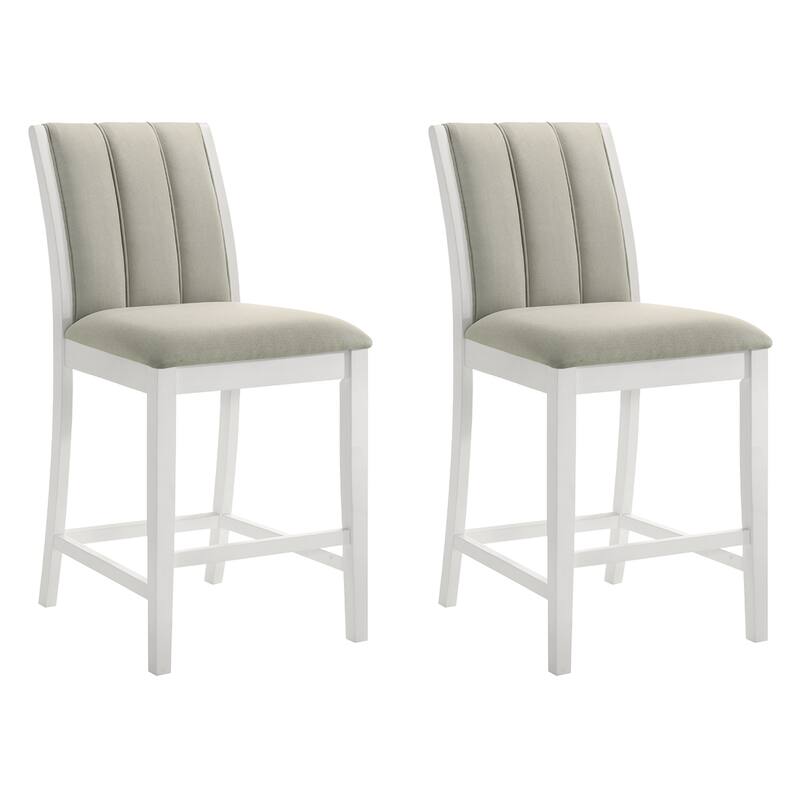 Nolan 26 in. Dark Roast Counter Height Rubberwood Barstool with Grey Fabric Seat - Set of 2