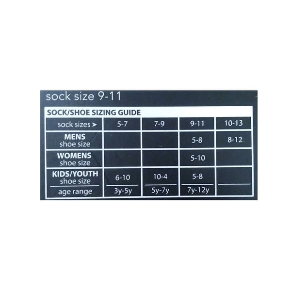 Sock Size Chart 9 11