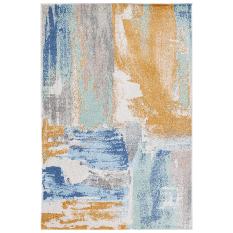 SAFAVIEH Skyler Vivianne Modern Abstract Rug - 6'7" Square - Gold/Blue Green