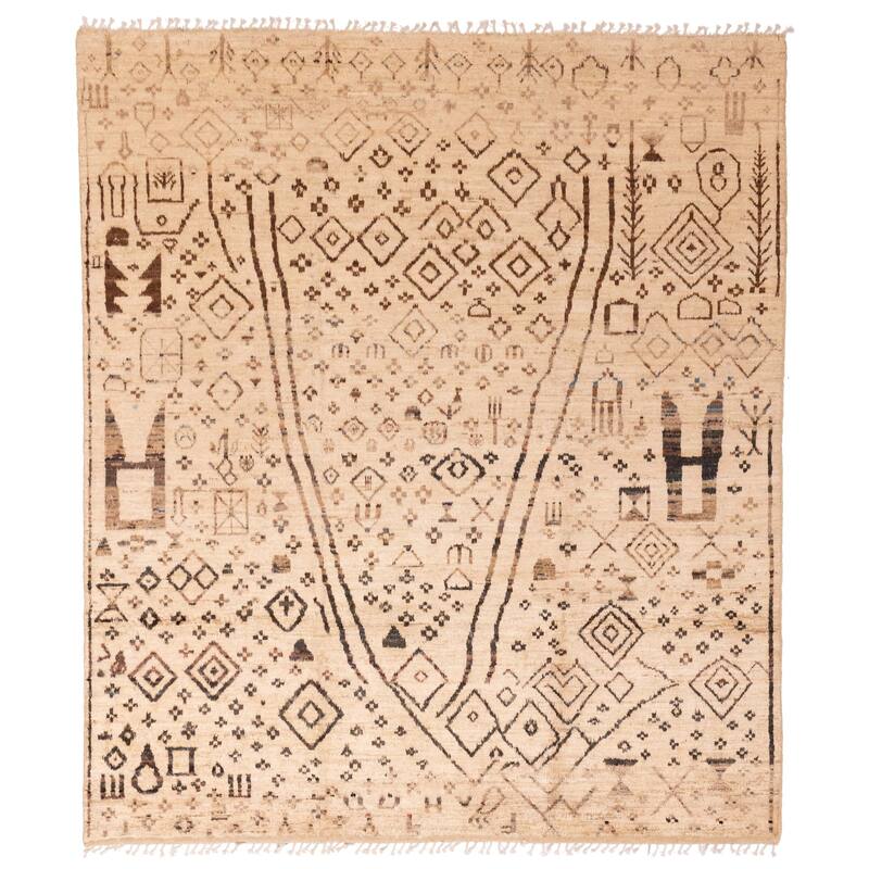 ECARPETGALLERY Hand-knotted Pak Finest Marrakesh Tan Wool Rug - 8'7 x 9'9