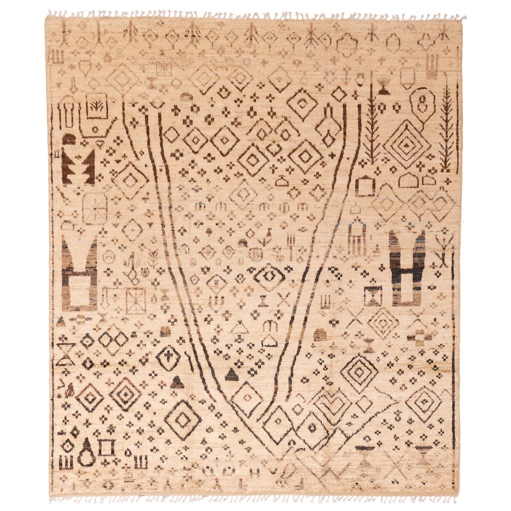 ECARPETGALLERY Hand-knotted Pak Finest Marrakesh Tan Wool Rug - 8'7 x 9'9