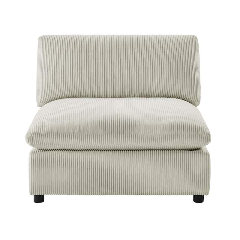 Cambrai Armless Slipper Accent Chair by Greyson Living - Beige Corduroy