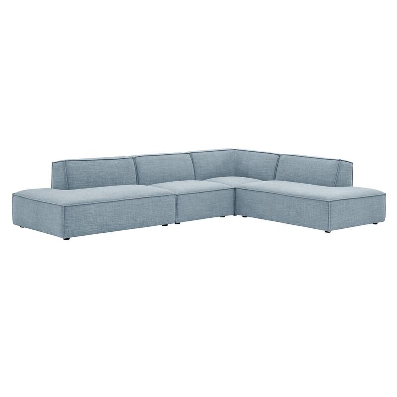 Restore 4-Piece Performance Fabric Upholstered Modular L-Shaped Armless Sectional Sofa